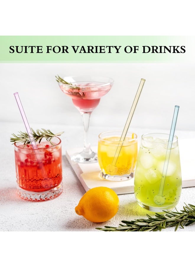 YQbest 8Pcs Reusable juice straws, borosilicate glass multifunctional straws, high temperature resistance and no deformation, Fruit straws for adults and children, multi-color , with straw brush - Image 5