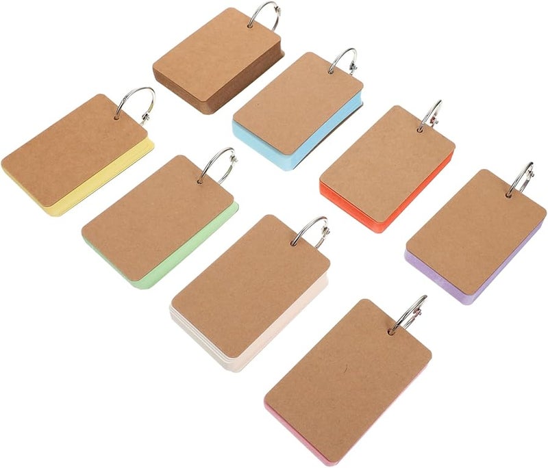 8 Pack DIY Blank Colored Word Cards with Binder Rings Heavyweight Paper Study Flashcards for Memorization - Image 2