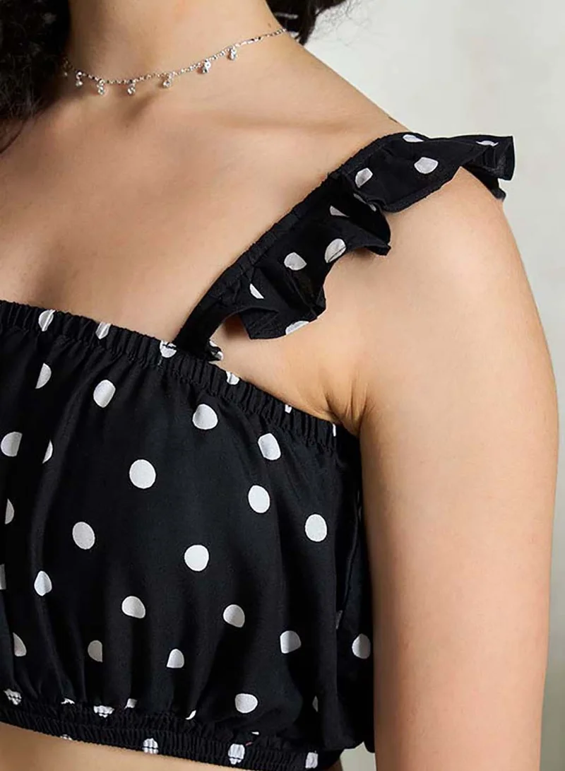 Virgio VIRGIO 100% Viscose Polka Print Crop Tube Top