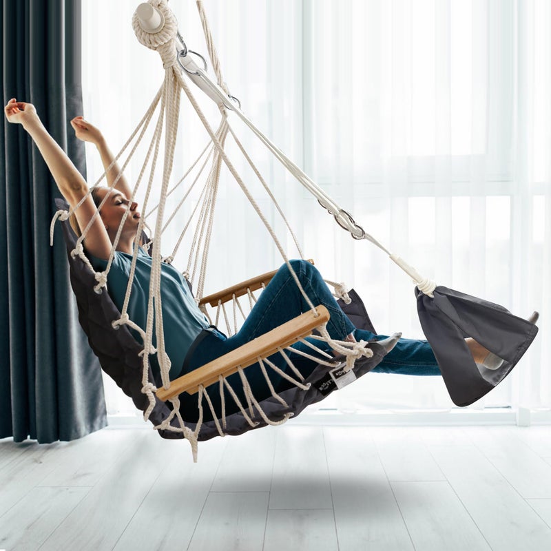 ROOITY Universal Hammock Chair Footrest - Adjustable Length & One-Size-Fits-Most;Quick-Clip Attachment for Hanging Chairs, Foldable & Lightweight for Patio, Indoor(Footrest Only - Chair Not Included) - Image 4