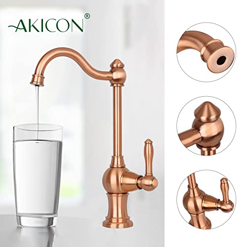 Akicon Kitchen Water Filter Faucet, Brass Body 100% Lead-Free Drinking Water Faucet Fits Most Reverse Osmosis Units or Filtration System, Non-Air Gap, Cold Water Only (Copper) - Image 5