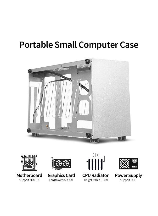 Generic Portable Small Computer Case Aluminum Shell Support Mini-ITX Motherborad 300mm Graphics Card 63mm Height CPU Radiator Silver  - Image 4