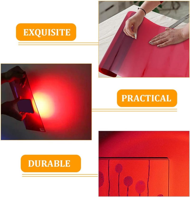 Red 30cm X 200cm Light Filter Film for LED Lighting, Photography Lighting Diffuser and Light Dimming Sheet, Adhesive Sunset Atmosphere Film for Studio and Video Shooting - Image 3