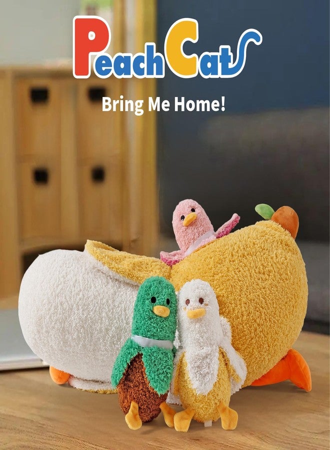 PEACH CAT مجموعة ألعاب قطيفة من 4 قطع، تتضمن دمية بطة الموز الأم (19.7 بوصة) مع 3 صغار لطيفين في الداخل، هدية مثالية للبنات والأولاد. - Image 2