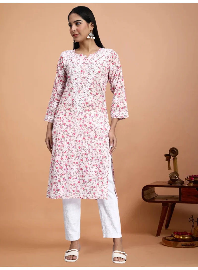 Alaya Hand Embroidered Chikankari Cotton Kurta-AL4105