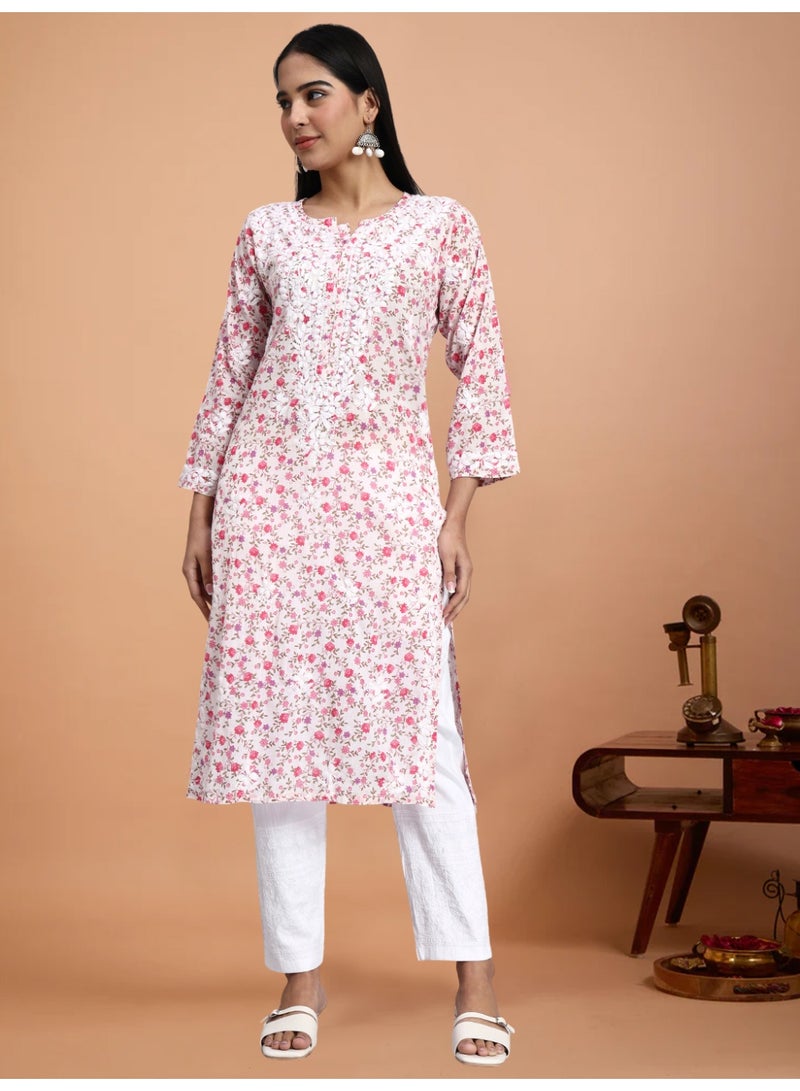 Alaya Hand Embroidered Chikankari Cotton Kurta-AL4105 - Image 1