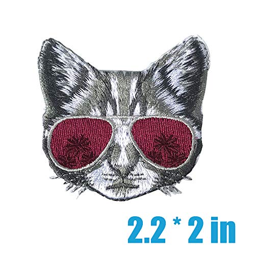 ZOOPOLR 2 Pcs Cool Cat Iron On Patches for Backpacks, Hats, DIY Sew on Applique Patch, Vintage Embroidered Patches for Repair Clothes, Jackets, Jeans - Image 2
