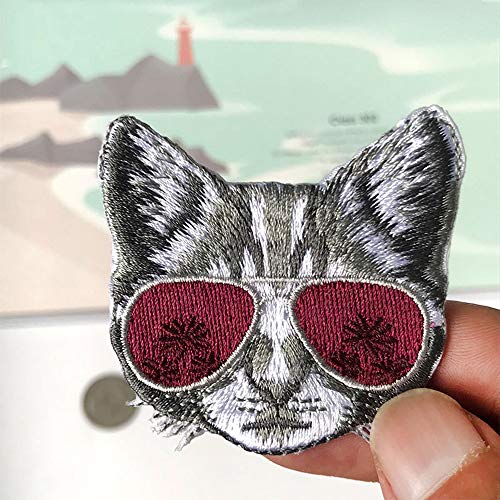 ZOOPOLR 2 Pcs Cool Cat Iron On Patches for Backpacks, Hats, DIY Sew on Applique Patch, Vintage Embroidered Patches for Repair Clothes, Jackets, Jeans - Image 5