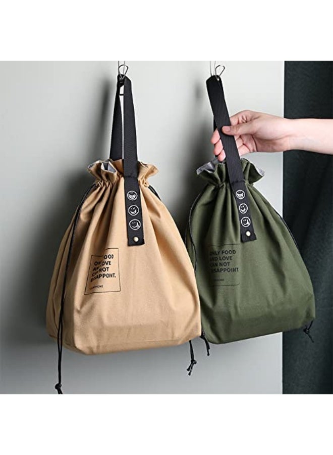 Lunch Bag Insulated Tote Bag Canvas Durable Foldable Thermal Food Containers for Men Women(Green) - Image 4