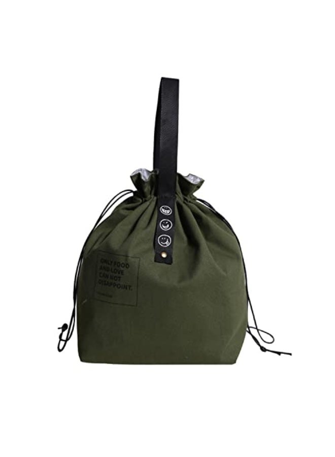 Lunch Bag Insulated Tote Bag Canvas Durable Foldable Thermal Food Containers for Men Women(Green) - Image 1