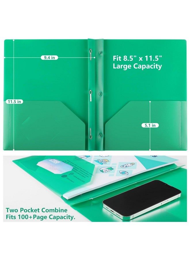 KTRIO Plastic Folders With Clear Front Pocket 4 Pack Folders With Pockets And Prongs Heavy Duty 2 Pocket 3 Prong Folders Letter Size Colored Plastic Folders For School Office 4 Assorted Colors - Image 4