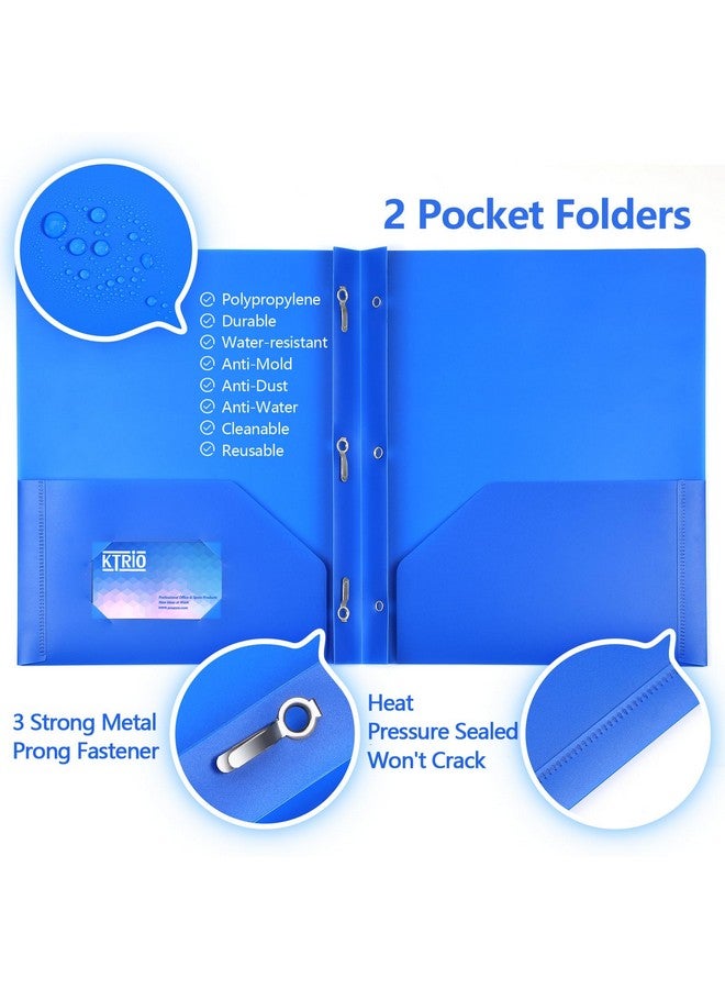KTRIO Plastic Folders With Clear Front Pocket 4 Pack Folders With Pockets And Prongs Heavy Duty 2 Pocket 3 Prong Folders Letter Size Colored Plastic Folders For School Office 4 Assorted Colors - Image 5