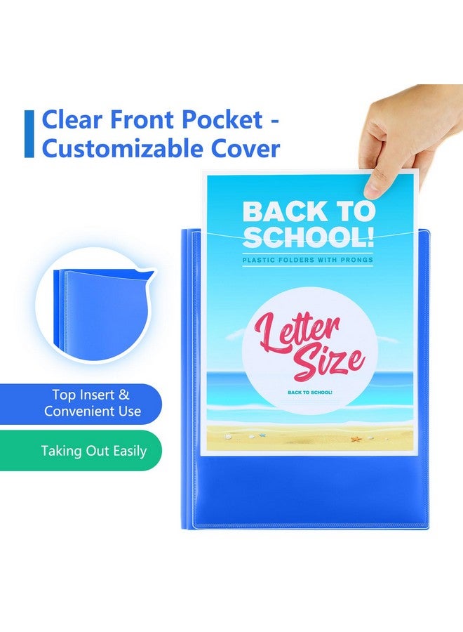 KTRIO Plastic Folders With Clear Front Pocket 4 Pack Folders With Pockets And Prongs Heavy Duty 2 Pocket 3 Prong Folders Letter Size Colored Plastic Folders For School Office 4 Assorted Colors - Image 2