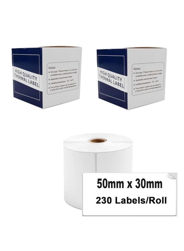 Terabyte Label rolls for M110/M110S/M120/M200/M220 Bluetooth Label Printers - Black on White Sticker Labels (50 x 30 mm 230 labels) 2 x - Image 1