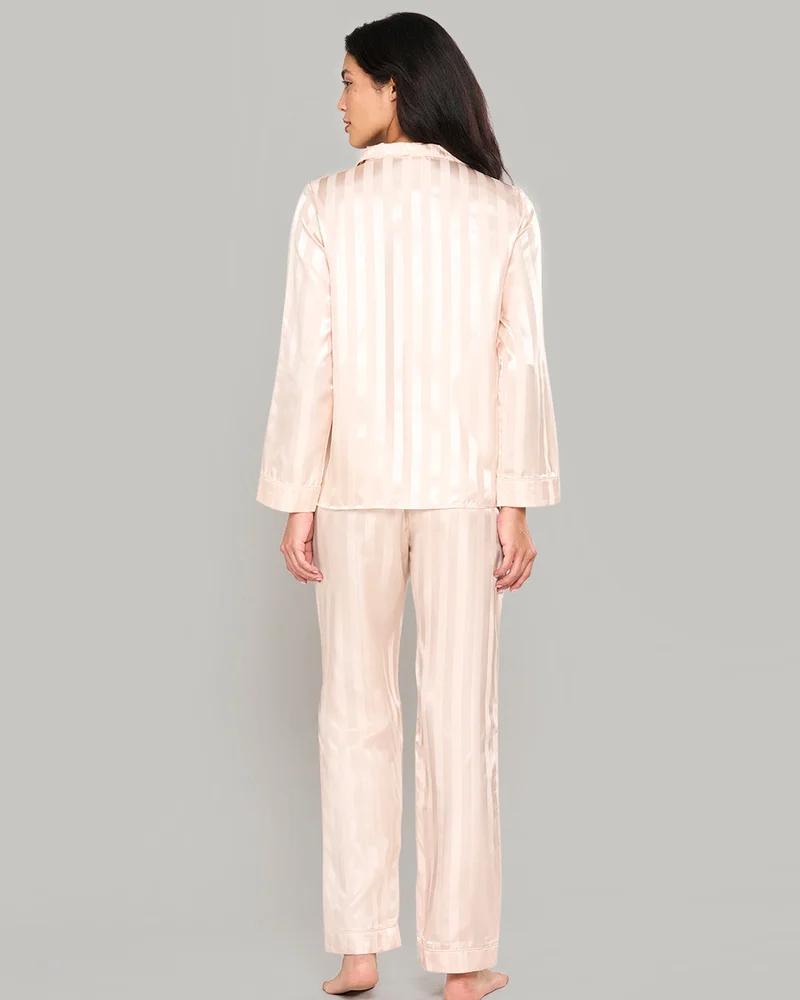 La Senza La Senza Striped Satin Pj Set In Jacquard Finish