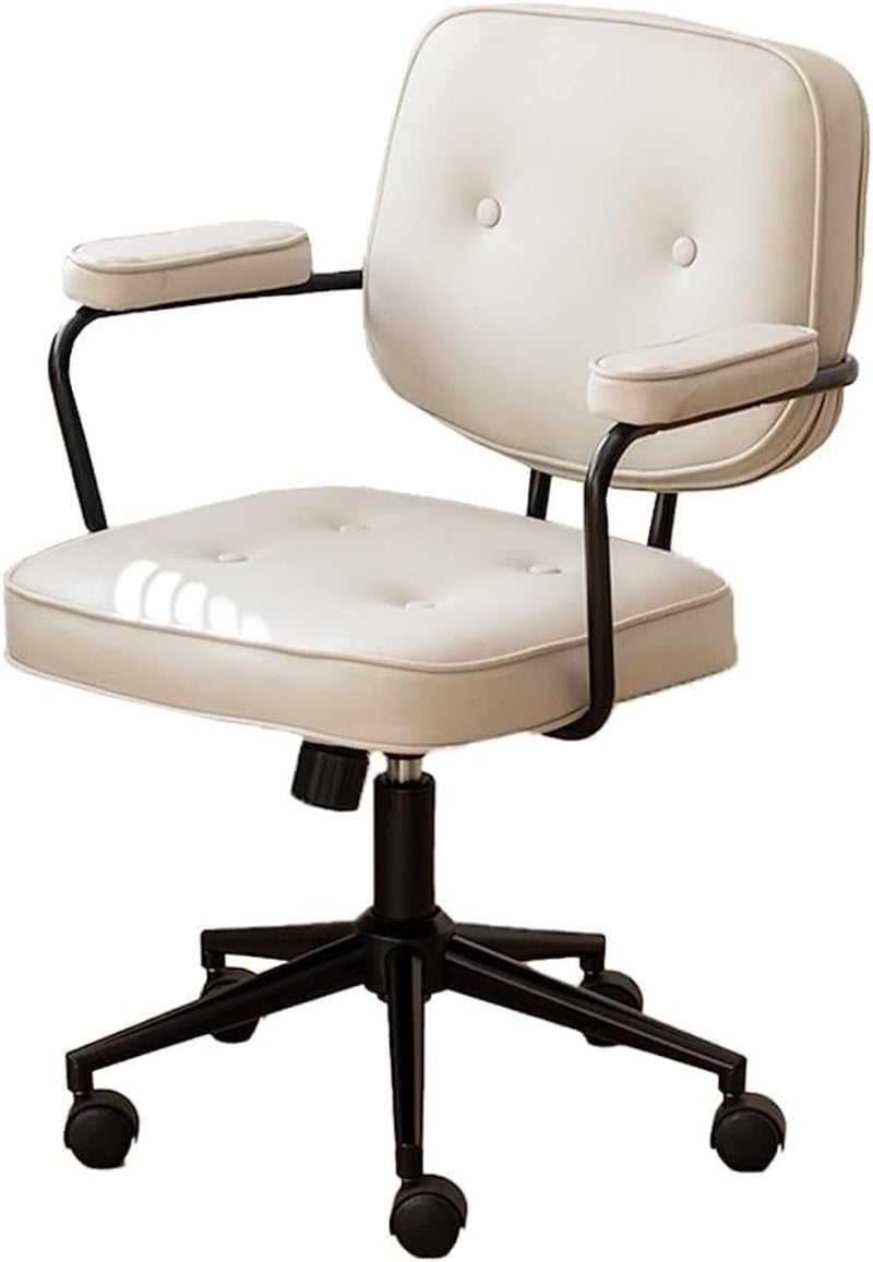 LIMOS Home Office Desk Chairs,Technical Cloth Fabric Computer Chair with Padded Armrests Back Support,Swivel Office Chair for Adults, Teen (Off-white) - Image 1