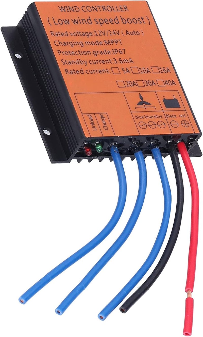منظم شحن وتحكم توربينات رياح محترف MPPT بجهد 12V أو 24V مع تحديد آلي للجهد المنخفض، مناسب لأنظمة طاقة الرياح بقدرة 100W أو 400W وعرض LED، هيكل من سبيكة الألومنيوم، معايير حماية IP6 (30A) - Image 5