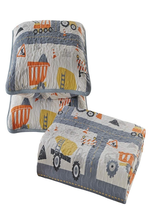 Linen Plus Bedspread Set Kids/Teens Construction Crane Vehicles Work Trucks Cement Tractor Concrete Mixer White Grey Yellow Orange Black New # Orange Crane (Full/Queen) - Image 5