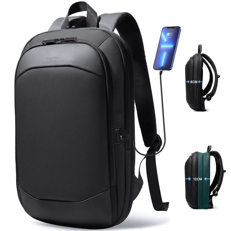 HK Business Backpack for Men 17 Inch,Slim & Expandable Waterproof Travel Laptop Backpack with USB Charger Port,Anti-Theft Lightweight Large Work Computer Bag,College Laptop Backpacks Gifts for Men Women - Image 1