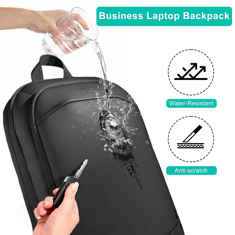 HK Business Backpack for Men 17 Inch,Slim & Expandable Waterproof Travel Laptop Backpack with USB Charger Port,Anti-Theft Lightweight Large Work Computer Bag,College Laptop Backpacks Gifts for Men Women - Image 5