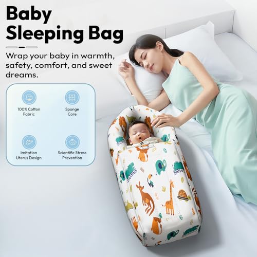 StarAndDaisy 3 in 1 Cotton Baby Sleeping Bag for New Born with Kangaroo Print/Baby Bedding Set/Soft and Comfortable Baby Bed for 0-12 Months/Washable & Foldable - Image 3