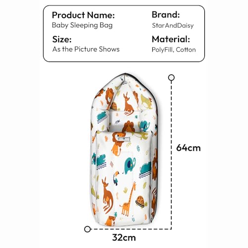 StarAndDaisy 3 in 1 Cotton Baby Sleeping Bag for New Born with Kangaroo Print/Baby Bedding Set/Soft and Comfortable Baby Bed for 0-12 Months/Washable & Foldable - Image 2