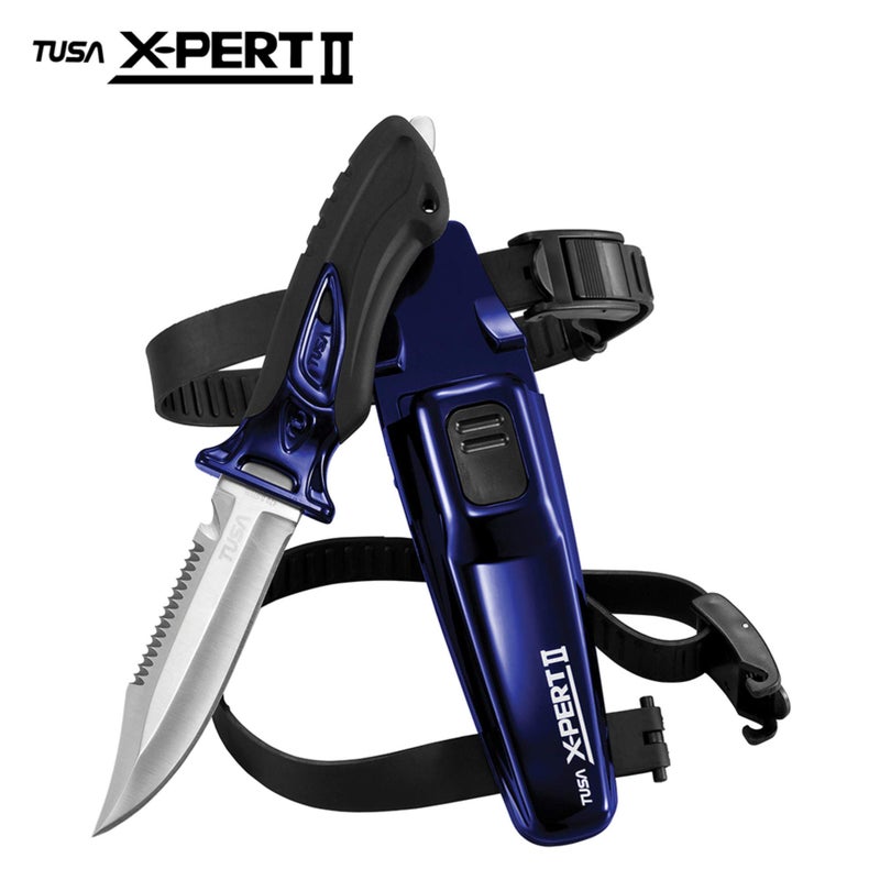 TUSA FK-910 X-Pert II Dive Knife, Drop Point, Cobalt Blue - Image 2