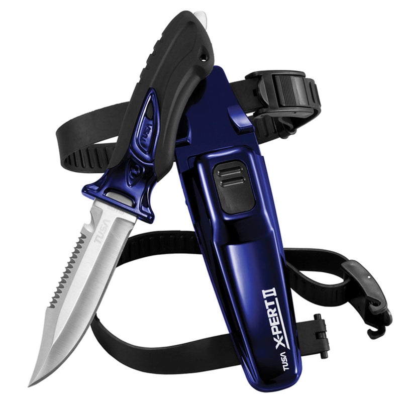 TUSA FK-910 X-Pert II Dive Knife, Drop Point, Cobalt Blue - Image 1