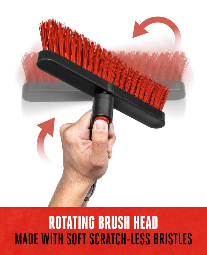 BDK Motor Trend Ice Scraper with Extendable Handle and Rotating Brush Head - Tough Rubber Grip Snow Brush/Broom/Frost Remover for Car and Truck Windshields/Mirrors, Winter Storm Survival Kits - Image 2