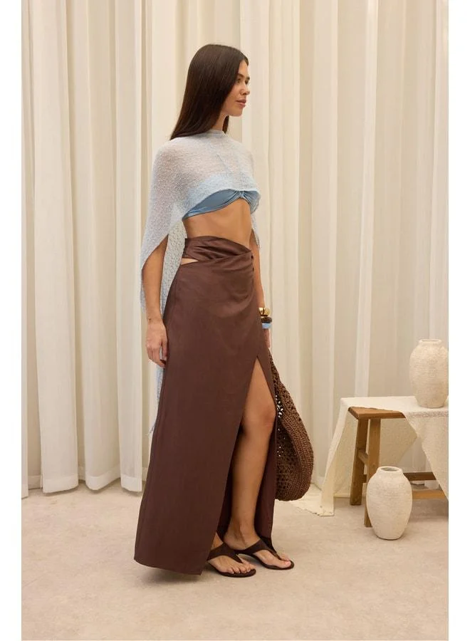 Bohemai Fabriyonto Asymmetric Coffee-colored Long Skirt.