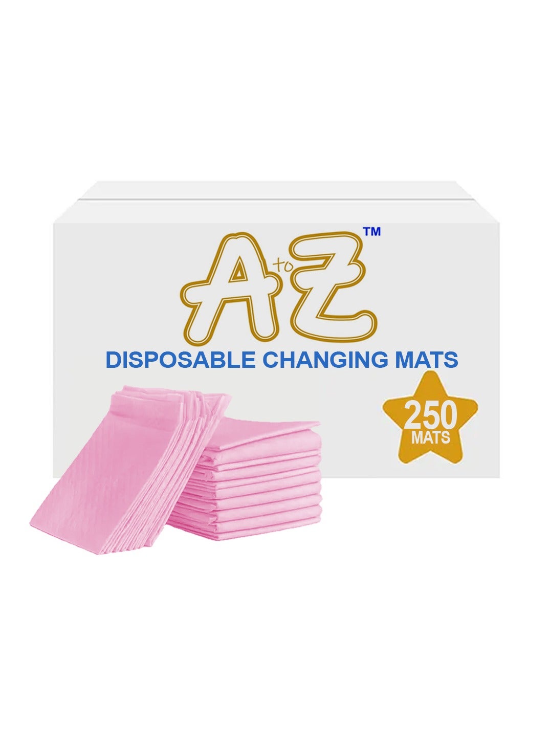 A to Z - Disposable Changing Mat size (45cm x 60cm) Large- Premium Quality for Baby Soft Ultra Absorbent Waterproof - Pack of 250-Pink