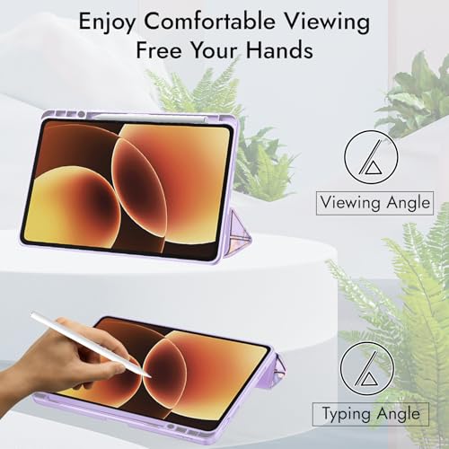 Robustrion Cover for Xiaomi Pad 8/8 Pro / 7/7 Pro Cover Case 11.2 inch, Hybrid Flip Cover with [Transparent Back] and [Pencil Holder] for Xiaomi Mi Pad 7/8 Cover [Auto Sleep Wake] - Marble Lilac - Image 5
