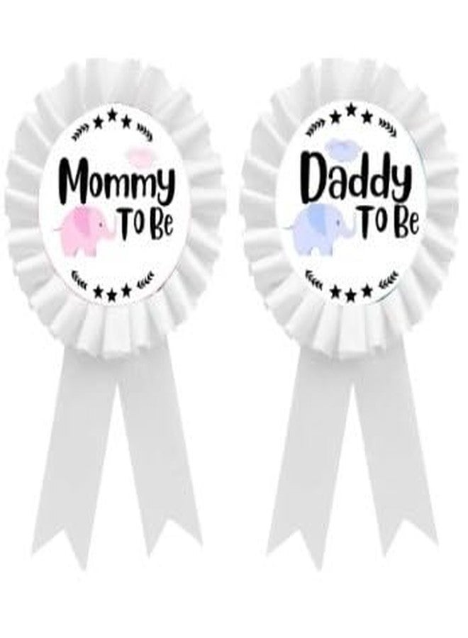 PATICARRY HAPPYLAND Neutral Elephant Baby Shower Decorations for Girl Boy Tinplate Badge Pin Mommy to Be and Daddy to Be Baby Shower Party Gender Reveals Baby Shower Decoration Baby Shower Button New Dad - Image 2