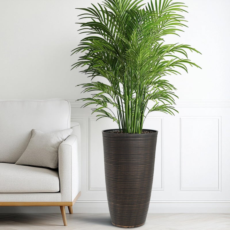 Ultym 23.5"H Tall Pot Planters, 2-Pack Taper Large Flower Pots for Indoor Outdoor Use, UV-Protect PP Plant Container for Garden Patio Yard Balcony Porch or Home Decor, Bronze Vertical Stripes Texture - Image 3