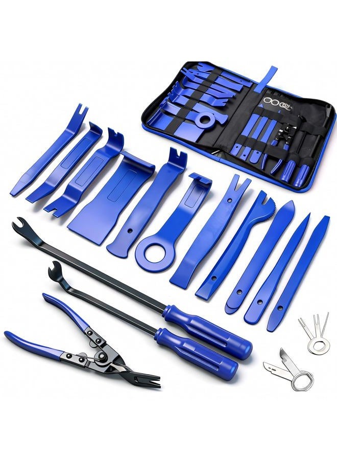 Poraxy 19Pcs Trim Removal Tool,Car Panel Door Audio Trim Removal Tool Kit, Auto Clip Pliers Fastener Remover Pry Tool Set with Storage Bag - Image 1