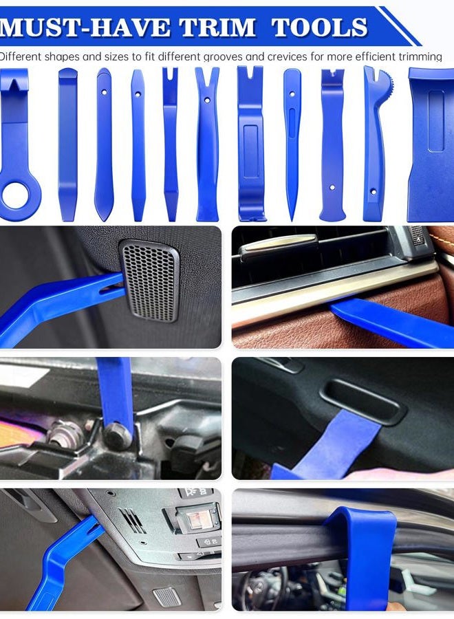 Poraxy 19Pcs Trim Removal Tool,Car Panel Door Audio Trim Removal Tool Kit, Auto Clip Pliers Fastener Remover Pry Tool Set with Storage Bag - Image 2