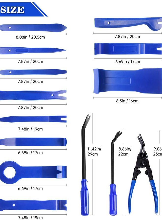 Poraxy 19Pcs Trim Removal Tool,Car Panel Door Audio Trim Removal Tool Kit, Auto Clip Pliers Fastener Remover Pry Tool Set with Storage Bag - Image 3