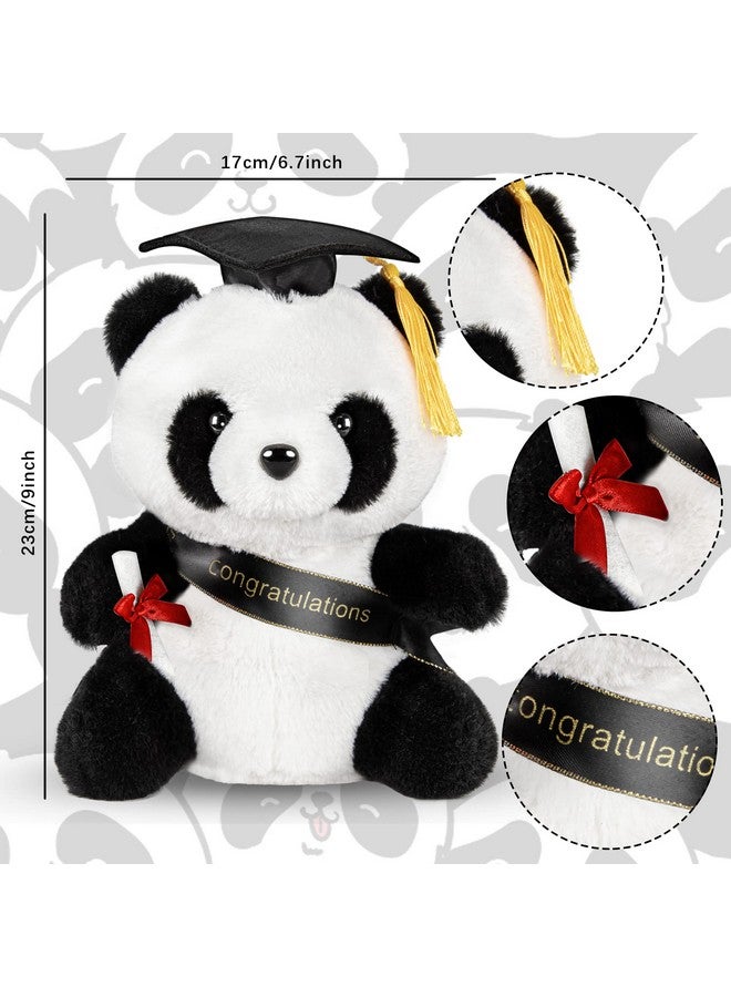 Sawowkuya Sawowkuya Graduation Panda Bear with Black Cap Graduation Gift 9 Inch Stuffed Animal Plush Panda Bear Class of 2025 Decoration for Kindergarten Elementary High School College  - Image 2