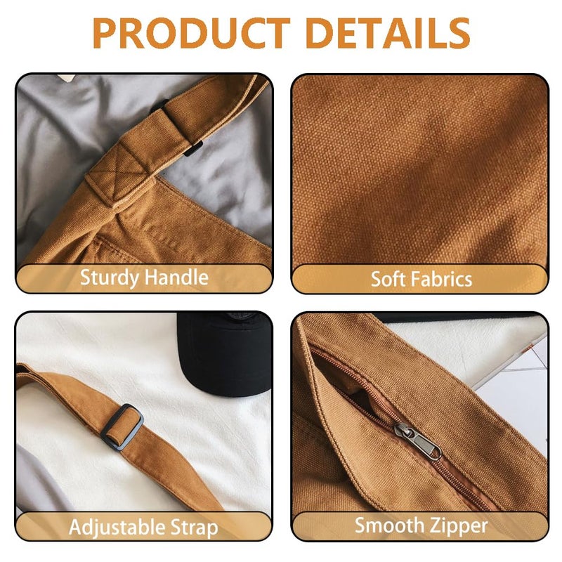 KlaOYer Canvas Messenger Bag Large Hobo Bag Crossbody Shoulder Bag Tote Bag with Pocket for Women and Men (Black) - Image 5