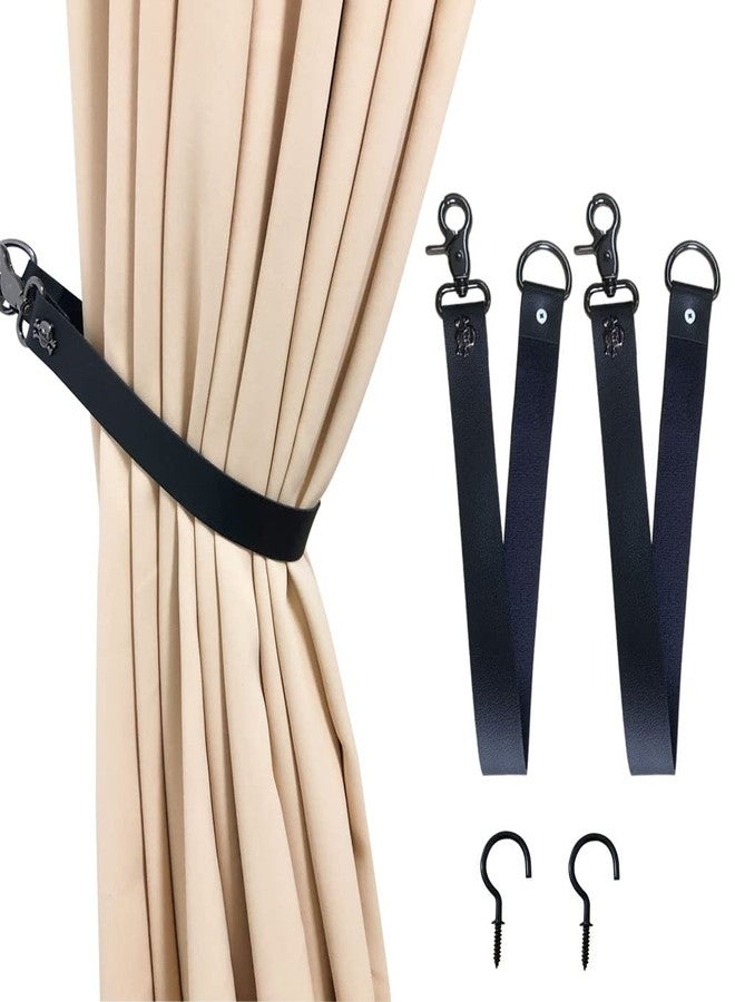 Sutfmwe Leather Curtain Tiebacks Buckle, PU Leather Curtain Rod Holder Window Treatment Holdbacks Drapery Tie Backs for Modern Vintage Curtain Skull Decor 2 Pack (Black) - Image 3