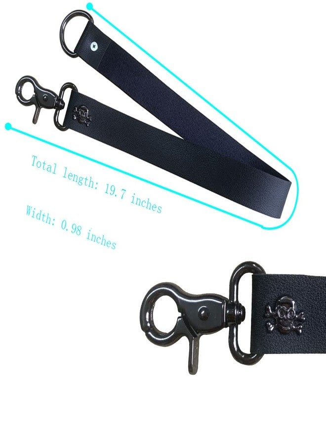 Sutfmwe Leather Curtain Tiebacks Buckle, PU Leather Curtain Rod Holder Window Treatment Holdbacks Drapery Tie Backs for Modern Vintage Curtain Skull Decor 2 Pack (Black) - Image 2