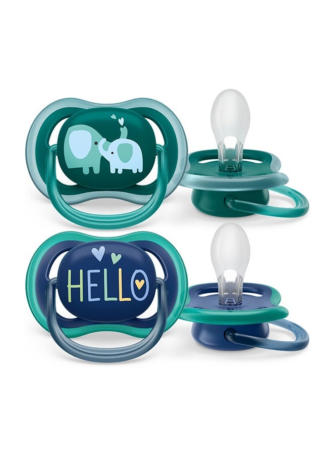 Soother Ultra AIR 18M+ For Boys, 2 Pieces | No.1 Brand Recommended by Moms Worldwide | Light, Breathable, BPA free, Orthodontic with Sterilization Case