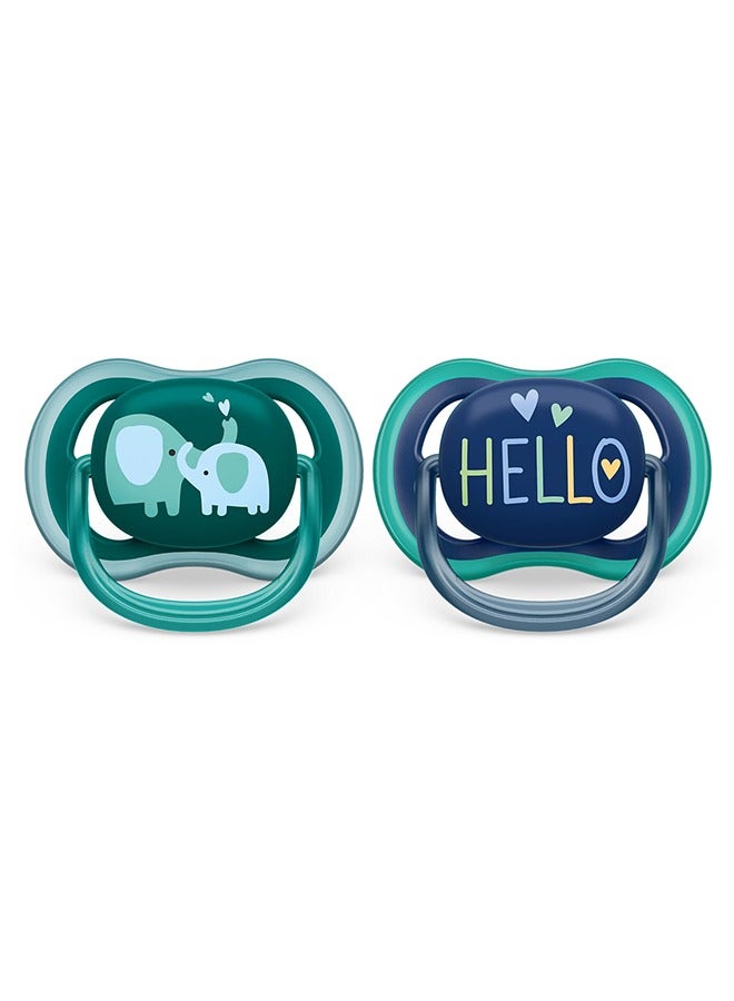 Philips Avent Soother Ultra AIR 18M+ For Boys, 2 Pieces | No.1 Brand Recommended by Moms Worldwide | Light, Breathable, BPA free, Orthodontic with Sterilization Case - Image 2