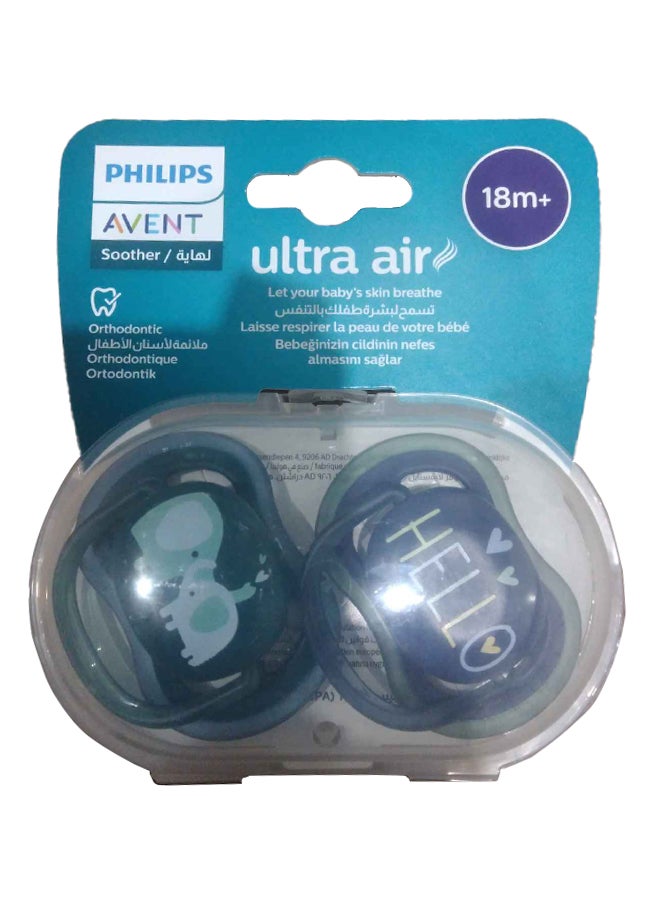 Philips Avent Soother Ultra AIR 18M+ For Boys, 2 Pieces | No.1 Brand Recommended by Moms Worldwide | Light, Breathable, BPA free, Orthodontic with Sterilization Case - Image 4