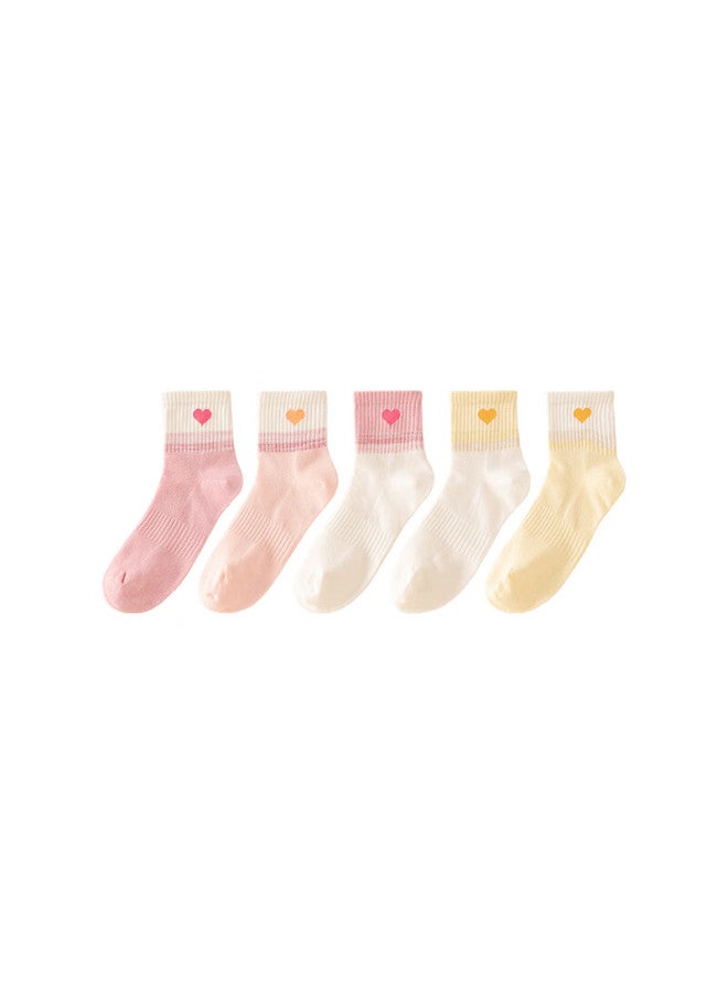 Red Bean Children's Socks Summer Thin Boys And Girls Mesh Breathable Cotton Socks Baby Mid-tube Four Seasons Socks W5028 22-24 - Image 5
