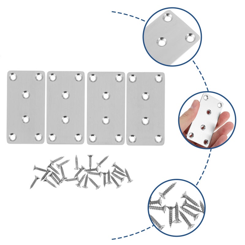 4 PCS Corner Bracket Stainless Steel Mending Joining Plate Brace - Image 1