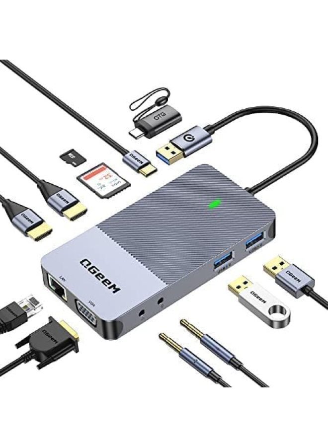 QGeeM In One Type-c Docking Station Displaylink Triple Display Usb Hub Dl3900 - Image 1