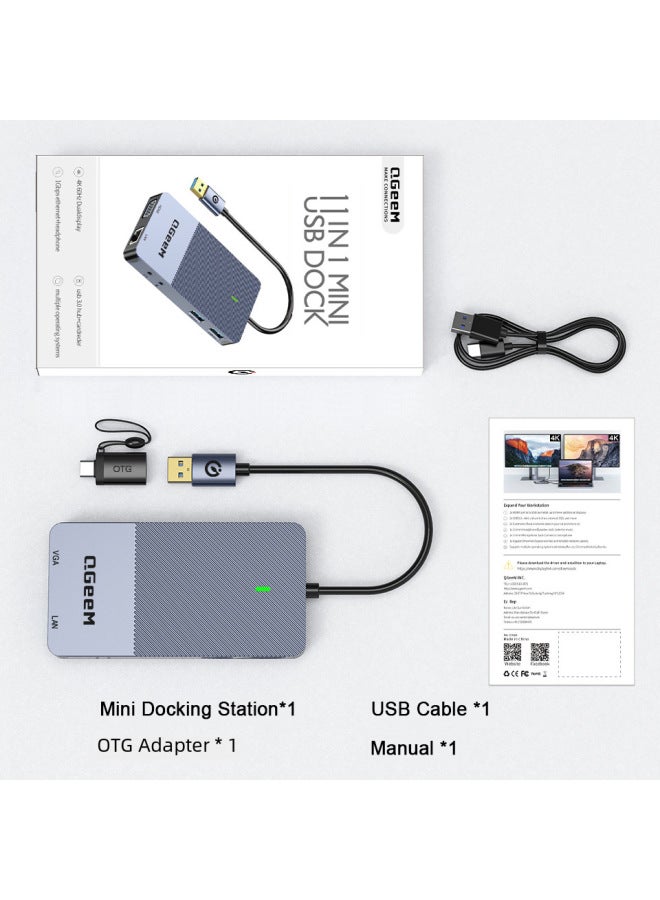 QGeeM In One Type-c Docking Station Displaylink Triple Display Usb Hub Dl3900 - Image 5