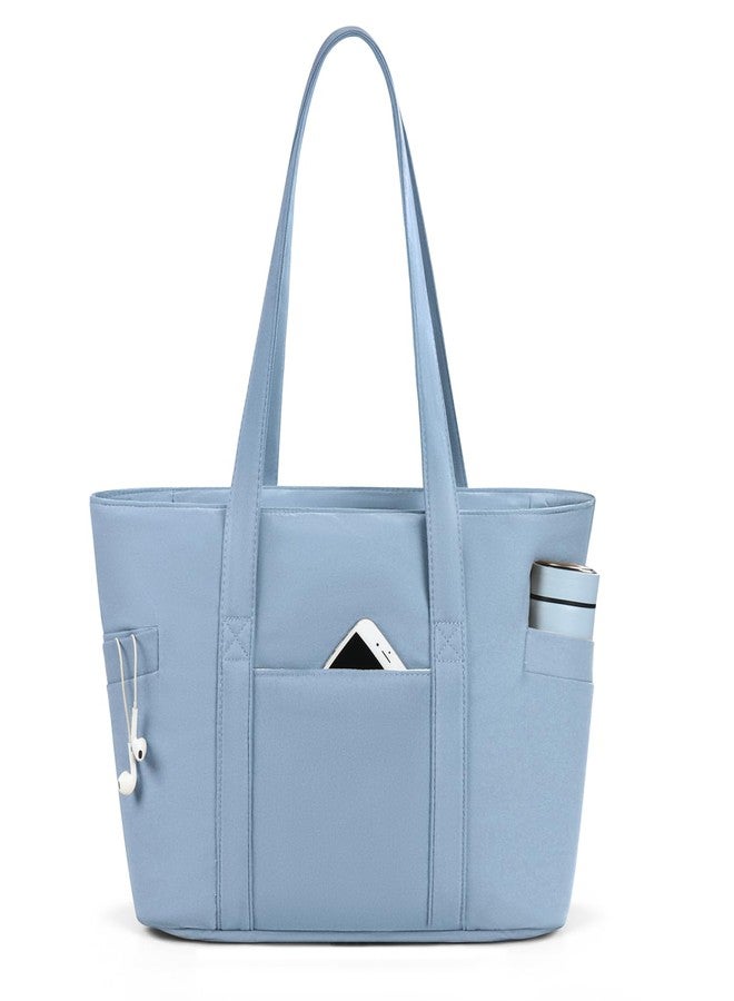 CTWWFS Tote Bag for Women, Travel Essentials Large Tote Bag with Zipper, Top Handle Handbag for Travel, Work (Blue) - Image 1