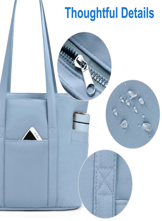 CTWWFS Tote Bag for Women, Travel Essentials Large Tote Bag with Zipper, Top Handle Handbag for Travel, Work (Blue) - Image 3